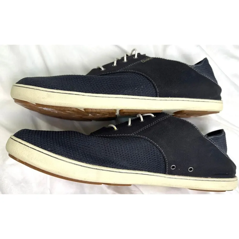 OluKai Nohea Moku Sneakers Men's 12 Black Mesh Lightweight Comfort Shoes EUC